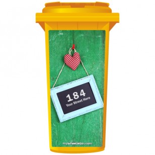 Your House Number Or Name & Street Name On A Chalkboard From A Green Fence Wheelie Bin Sticker Panel